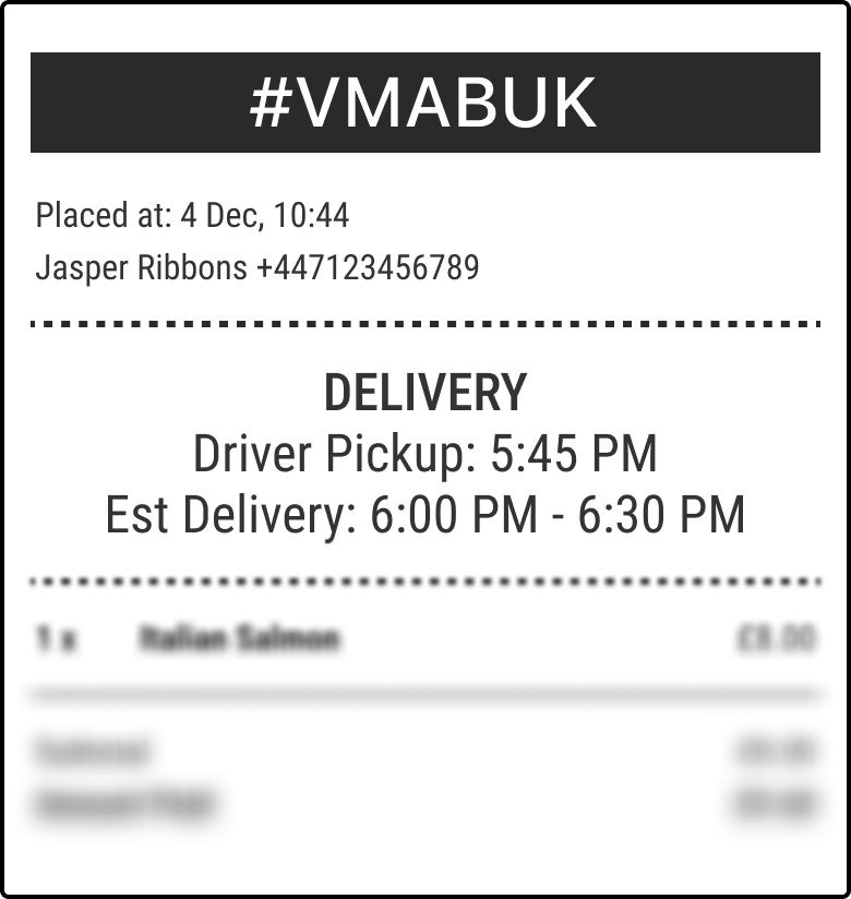 Driver pickup and delivery times on Partner app receipts